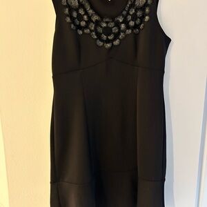 Emma & Michele Black Mini Dress with Floral Accents